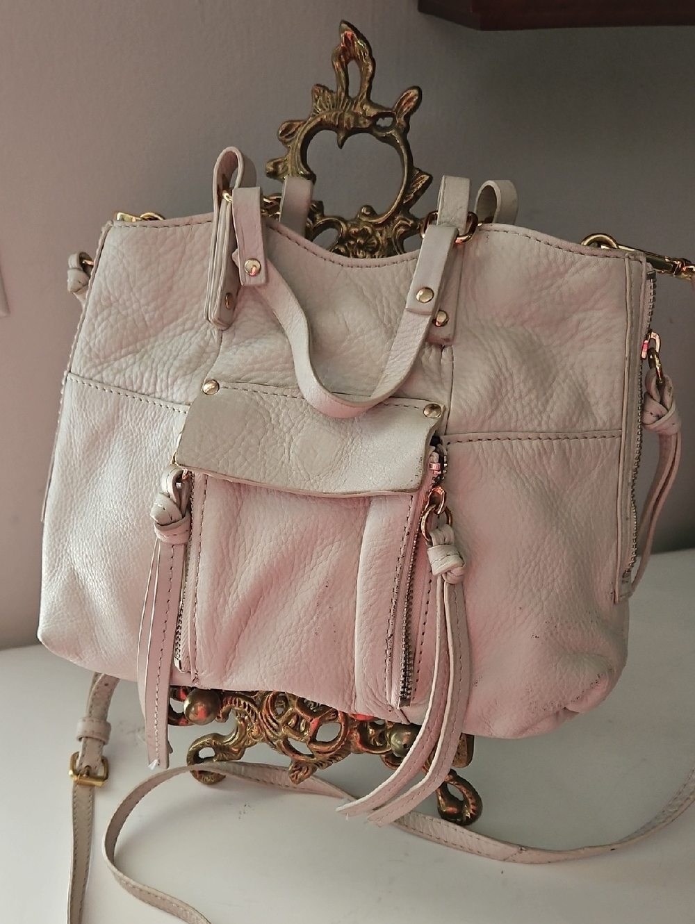 KOOBA CREAM PEBBLED LEATHER CROSSBODY